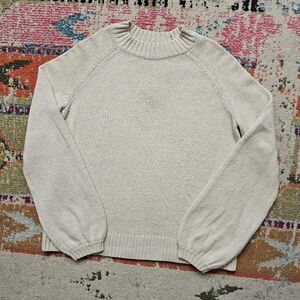 Smartwool Cozy Lodge Bell Sleeve Sweater Womens Large Beige Chunky Creme White